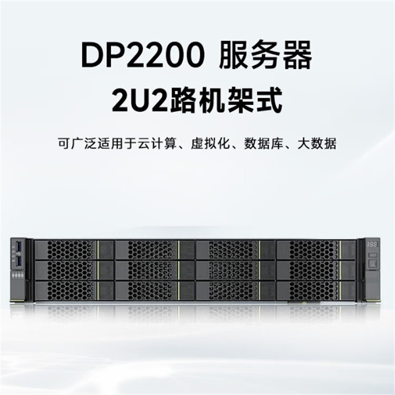 华为 HUAWEI DP2200 服务器主机 (1颗银牌4210R－10核2.4GHz/32G内存/3块4T SATA硬盘/RAID5/双电) 2U （台）