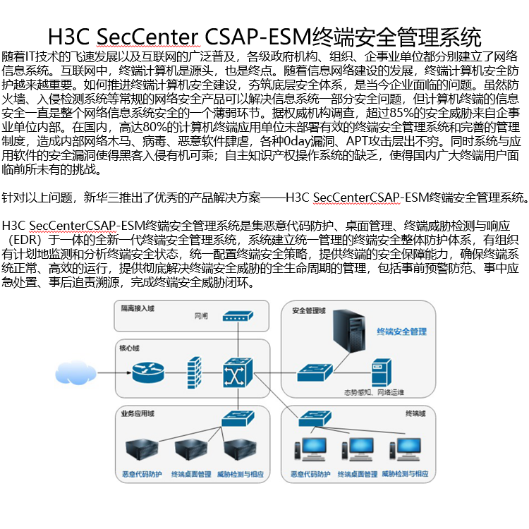 新华三H3C SecCenter CSAP-ESM天擎终端安全管理系统（套）华能专供