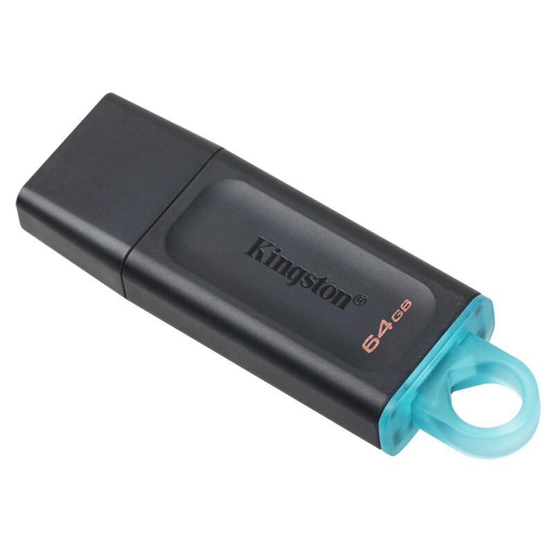 金士顿DTX黑色优盘64GB USB3.2 Gen 1 时尚设计 轻巧便携 蓝色挂钩(个)