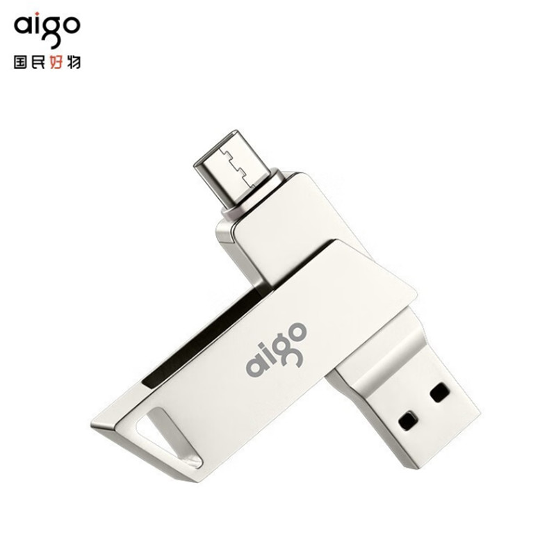 爱国者（aigo）U350 USB3.1 TYPE-C 手机U盘 64G 双接口 银色(单位：个)