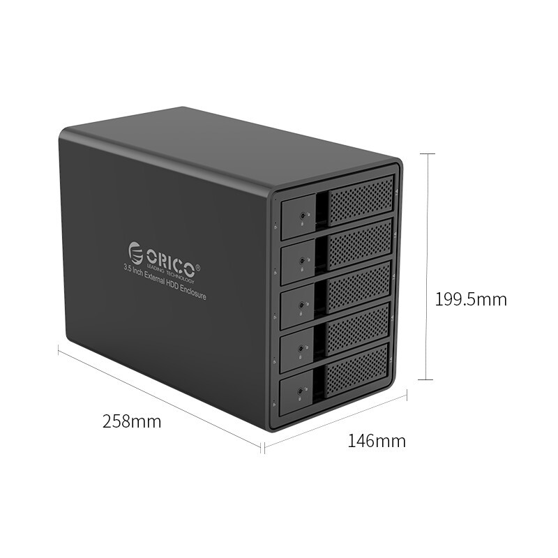 奥睿科(ORICO)硬盘柜硬盘盒五盘位3.5英寸USB3.0 SATA串口 全铝5盘位9558U3（个）