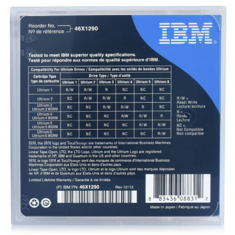 IBM原装数据存储记录磁带 数据磁带存储器 IBM LTO数据记录磁带 LT05 1.5TB-3TB（46X1290）（个）