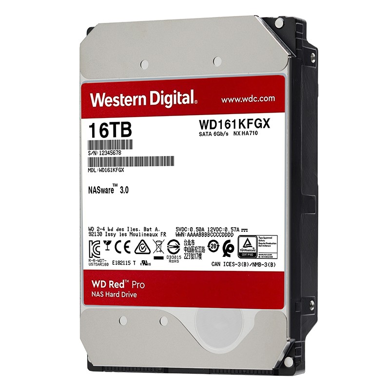 西部数据 NAS硬盘 红盘Pro 16TBCMR7200转512MB(单位：个)