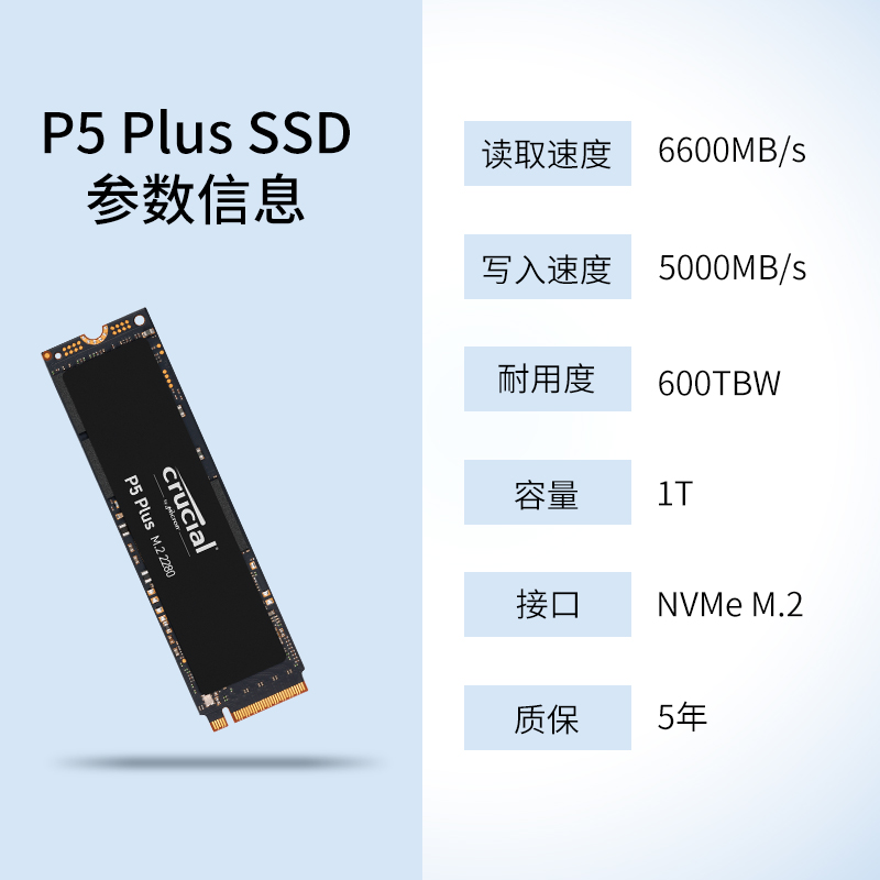 英睿达P5Plus系列固态硬盘1TB/M.2接口(NVMe协议)(个)