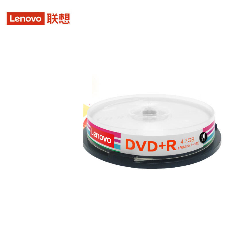 联想DVD+R光盘/刻录盘16速4.7GB办公系列桶装10片空白光盘桶