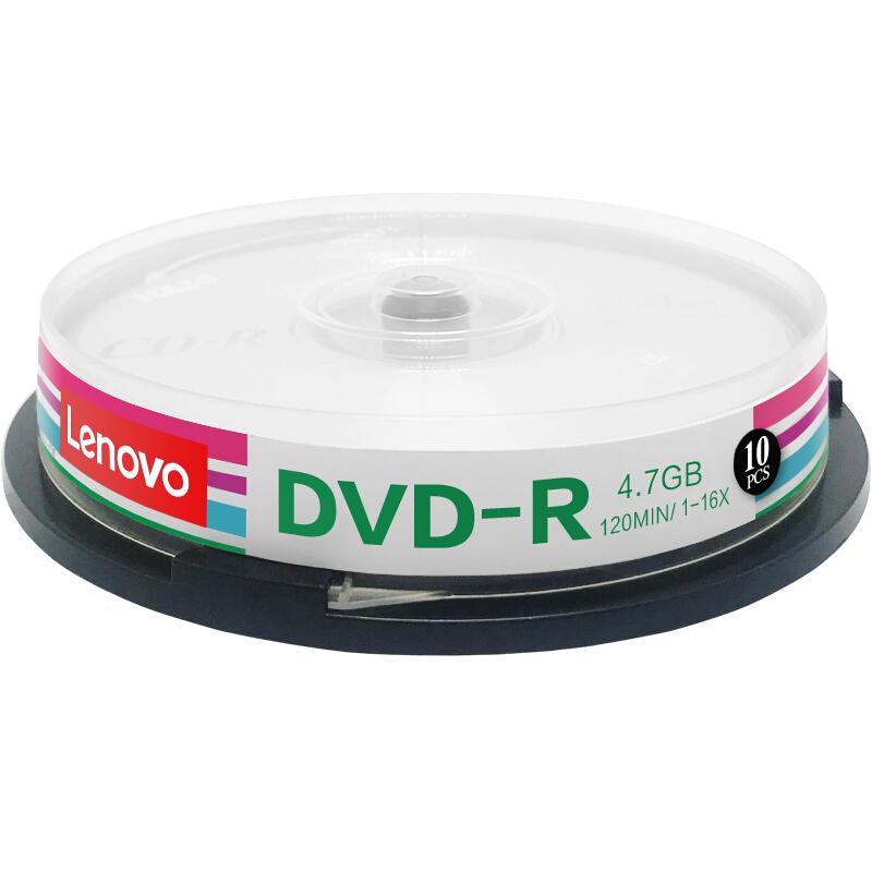 联想DVD-R光盘/刻录盘16速4.7GB办公系列桶装10片空白光盘桶