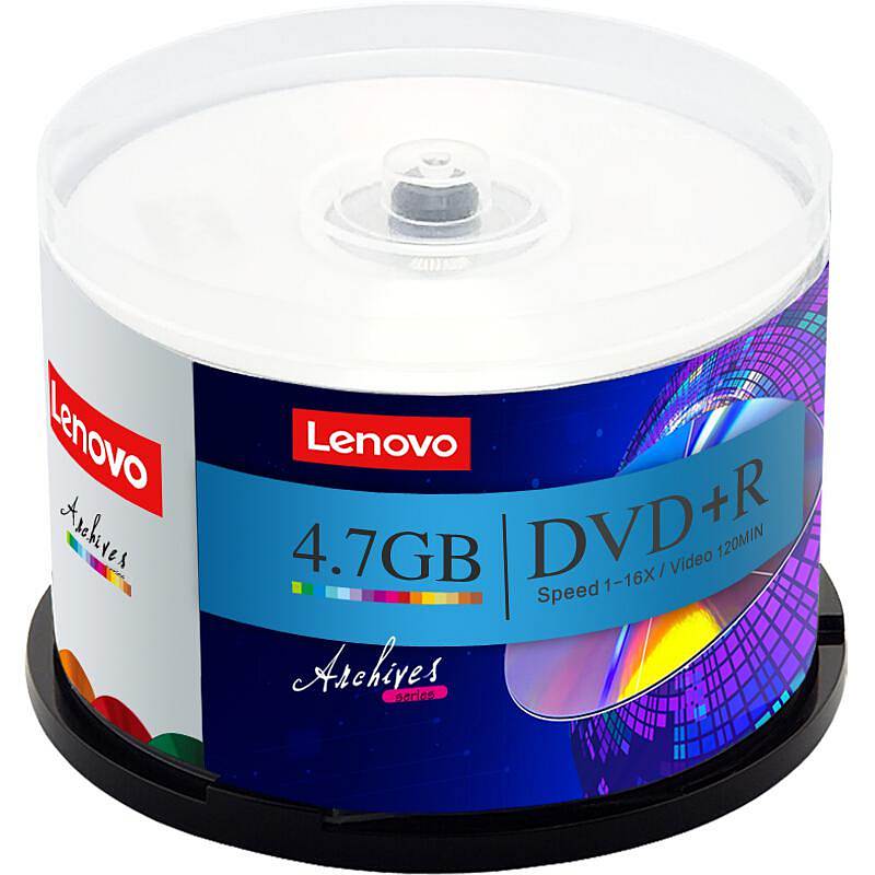 联想DVD-R光盘/刻录盘16速4.7GB台产档案系列桶装50片空白光盘桶