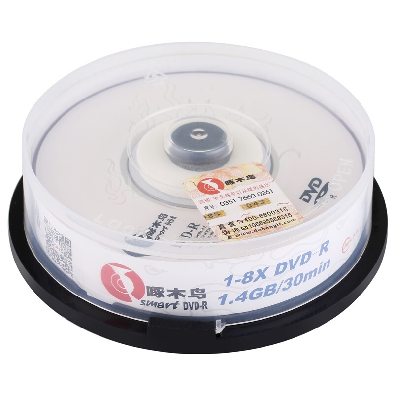 啄木鸟 ZMN DVD-R 8速 1.4G 8CM小盘 桶装10片 刻录盘