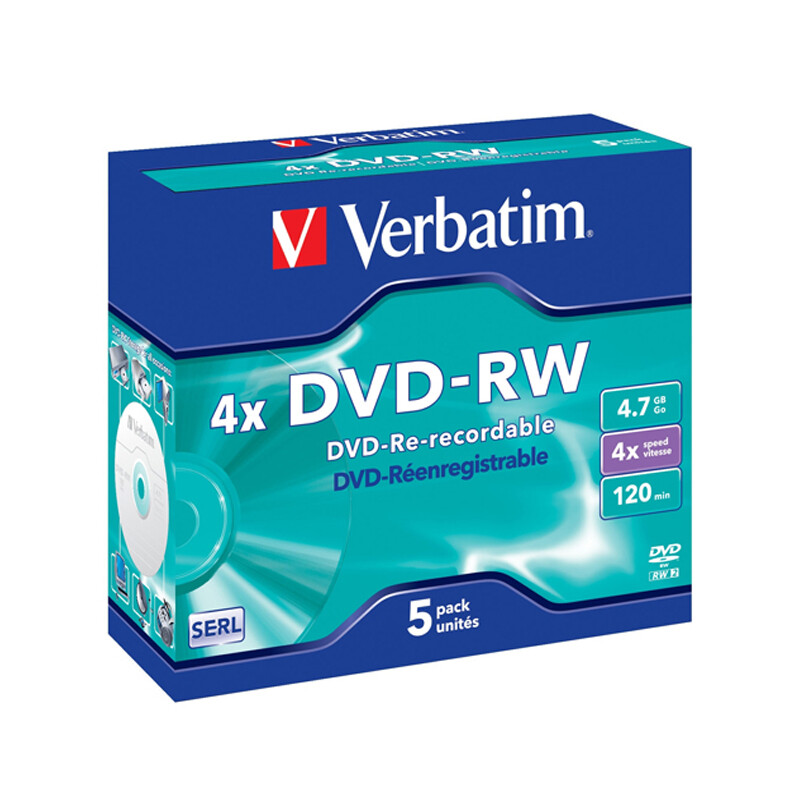 威宝 4X DVD-RW 4.7GB可擦写刻录光盘5片装（盒）