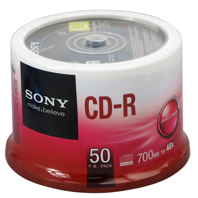 索尼（SONY） DVD空白光盘 刻录盘 CD 700M 50片桶装（单位：盒）