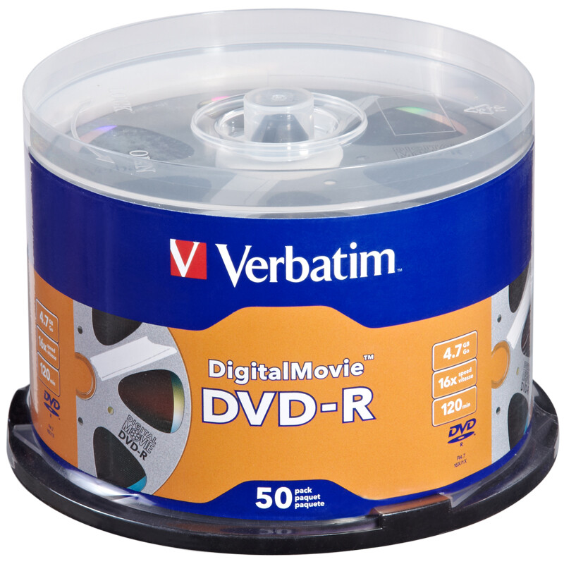 威宝（Verbatim）DVD-R 光盘/刻录盘 16速4.7GB桶装50片（桶）