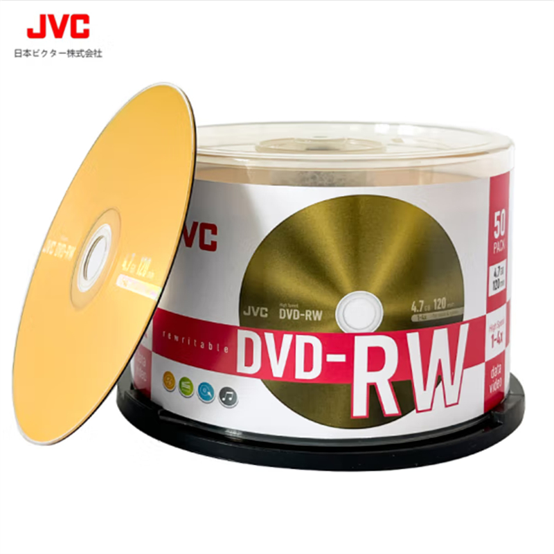 杰伟世（JVC）DVD-RW刻录光盘4速4.7GB 50片桶裝（桶）