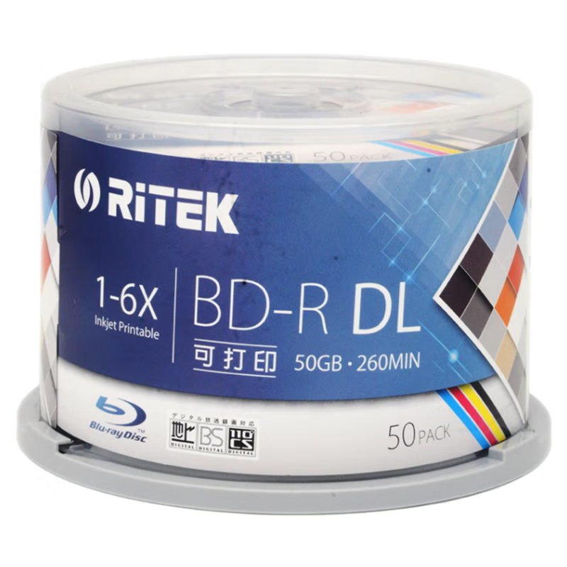 铼德BD-R DL 1-6X蓝光可打印刻录盘50G（单位：盒）