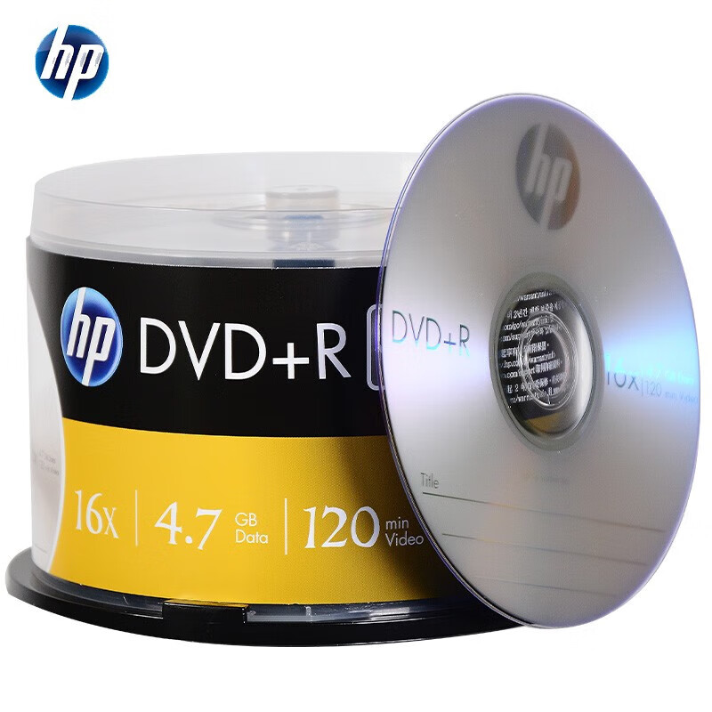 惠普(HP) DVD+R刻录光盘 光碟 16速4.7G 桶装 50片（桶）