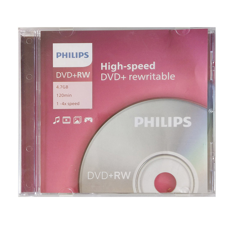 飞利浦DVD+RW可擦写刻录光盘 4速4.7G 单片盒装（盒）