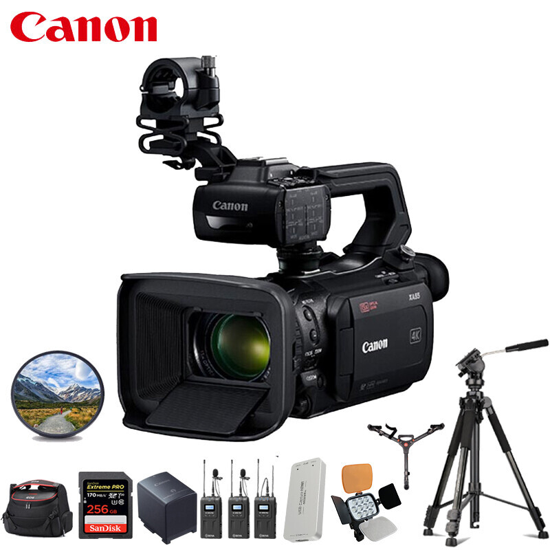 佳能（Canon）XA55 高清数码摄像机 4K UHD手持式摄录一体机 红外夜摄 五轴防抖 直播套餐（套）