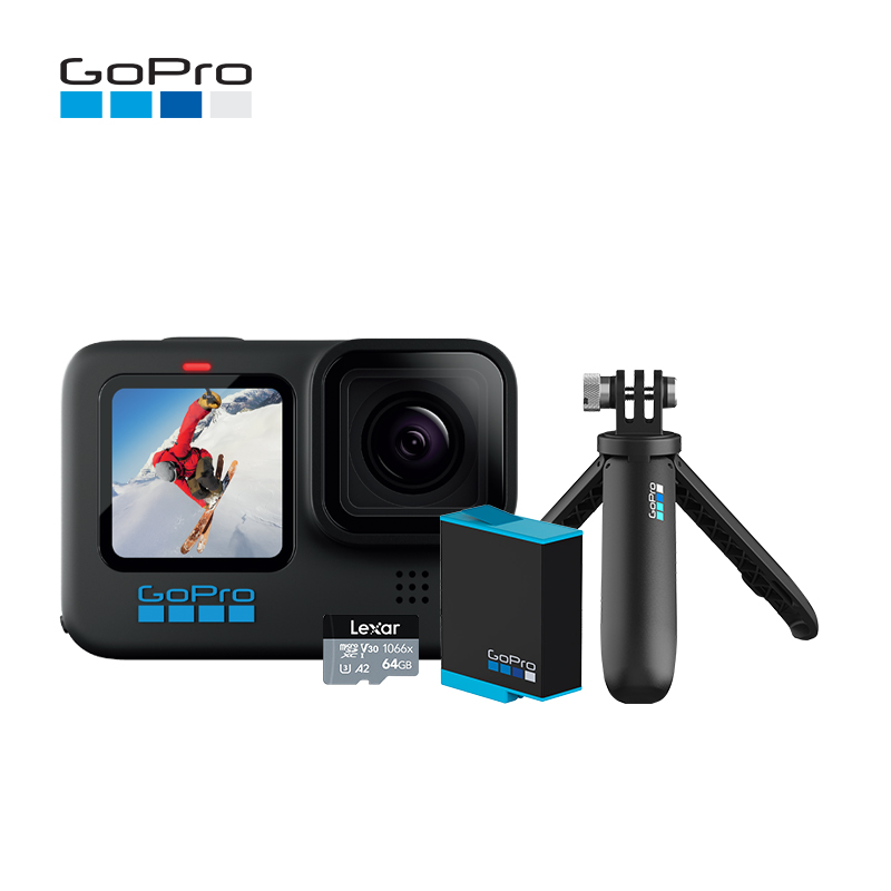 GoPro HERO10单机+便携自拍杆+单电池+64G内存卡运动相机套装（单位：套）