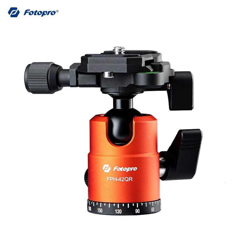 富图宝 Fotopro 42QR 3/8螺丝接孔双全景360度旋转相机三脚架云台 兼容徕卡相机 哑橙色(台)