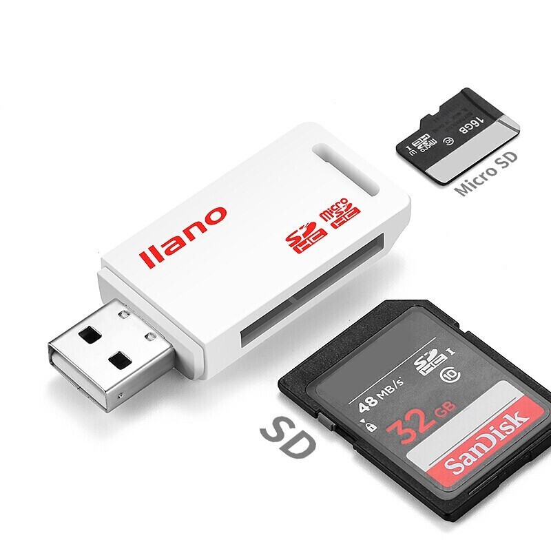 绿巨能LJN-CA1007读卡器USB-A/2.0+SD+TF/白色/ABS工程塑料/白壳红字/单盘符（个）