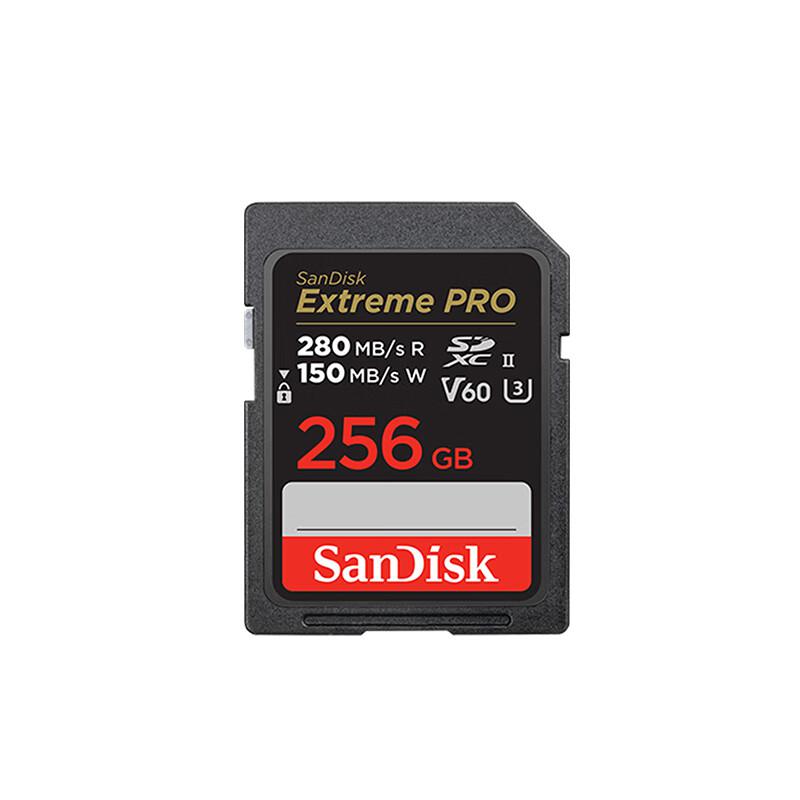 闪迪（SanDisk）SDSDXEP-256G-ZN4IN 256GB V60 SD存储卡U3 C10 6K高速相机内存卡 读速280MB/s 写速150MB/s(单位：个)