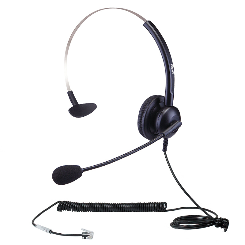 麦尔迪(MAIRDI)MRD308NC头戴式呼叫中心话务耳麦/客服办公降噪电话机耳机/直连单耳式水晶头(适用于电话机) （个）
