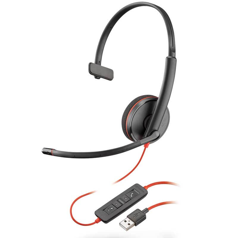 缤特力 话务耳麦C3210头戴式带麦单耳有线680OHZ USB接口2m线长黑色（个）