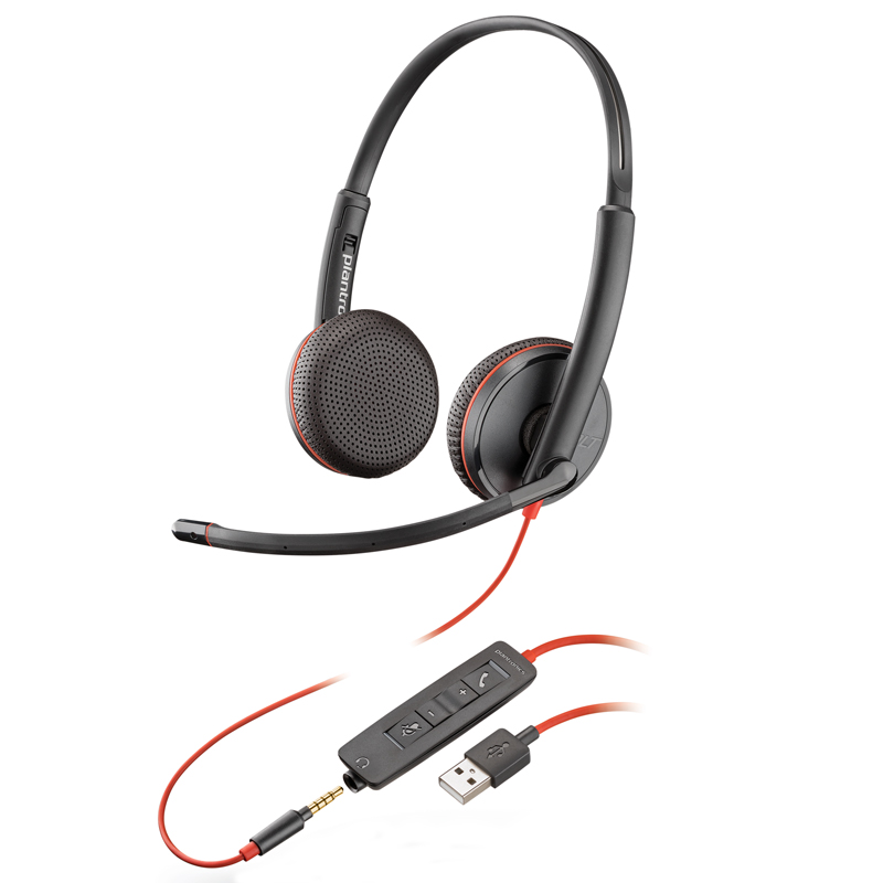 缤特力（Plantronics）C3225双耳头戴式/降噪耳机/USB-A+3.5毫米两用接口 黑色(单位：个)