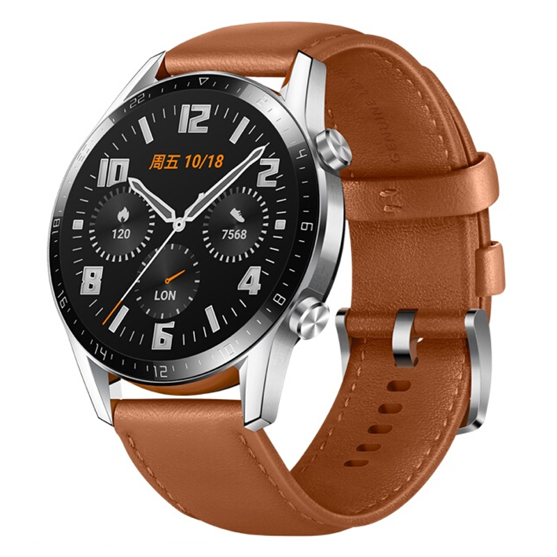 HUAWEI WATCH GT 2 LTN－B19运动智能手表(棕色真皮表带)46MM（个）砂砾棕
