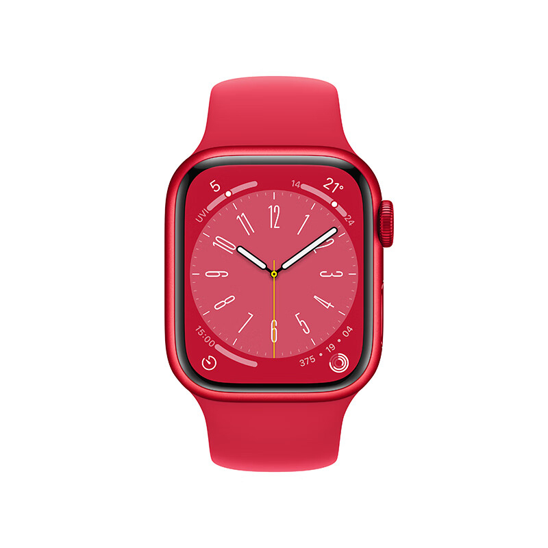 苹果Series 8智能手表（MNJ33CH/A）41毫米/GPS+/蜂窝版/红色铝壳/红色运动表带（单位：块）