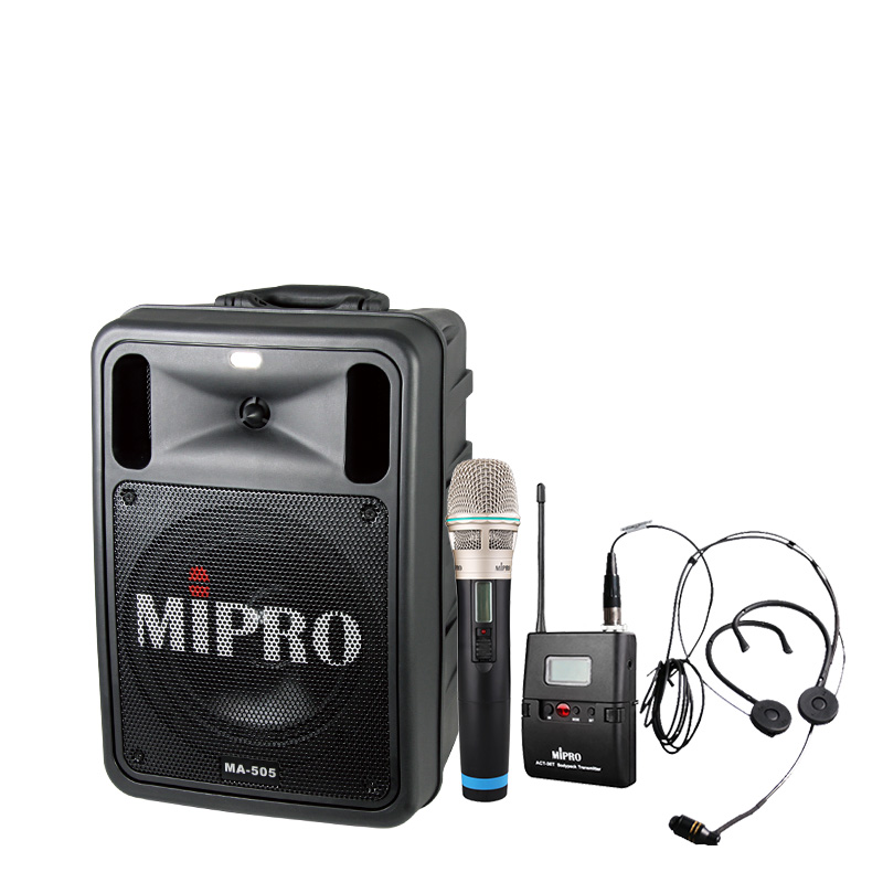 MIPRO咪宝MA-505无线户外移动手提音响+2手持话筒+1支架+1收纳包（套）
