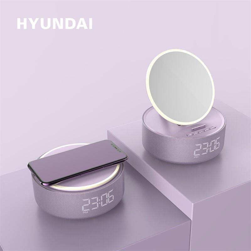 HYUNDAI韩国现代创意无线充化妆镜夜灯时计音箱YH-F166优雅紫（个）