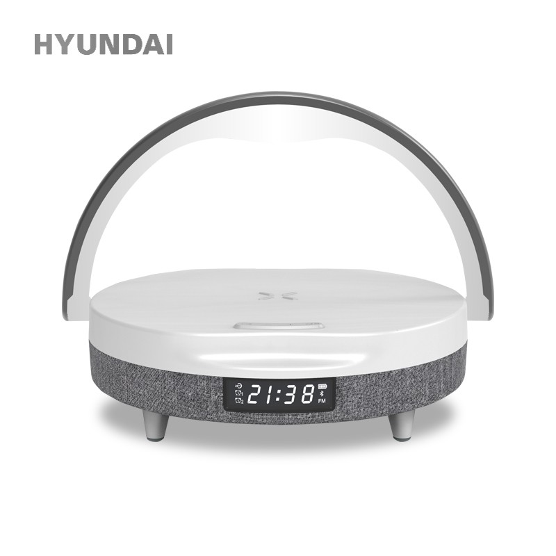 现代（HYUNDAI）多功能无线充台灯时计闹钟音箱YH-C009 Plus木质白色（件）