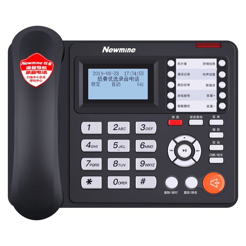 纽曼（Newmine）HL2008TSD-818（R） 录音电话 办公录音电话机座机 录音时长4480小时（单位：台）黑色