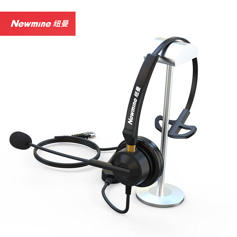 纽曼(Newmine)NM-HW801SX 优选系列头戴式话务耳机 单耳带中控线序调节-RJ9水晶头 （套）黑色