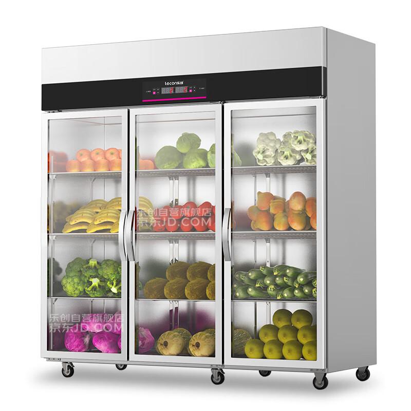 乐创（lecon）展示柜冷藏保鲜柜 超市饭店水果蔬菜大容量冰柜大三门LC-YDG06C/B（台）