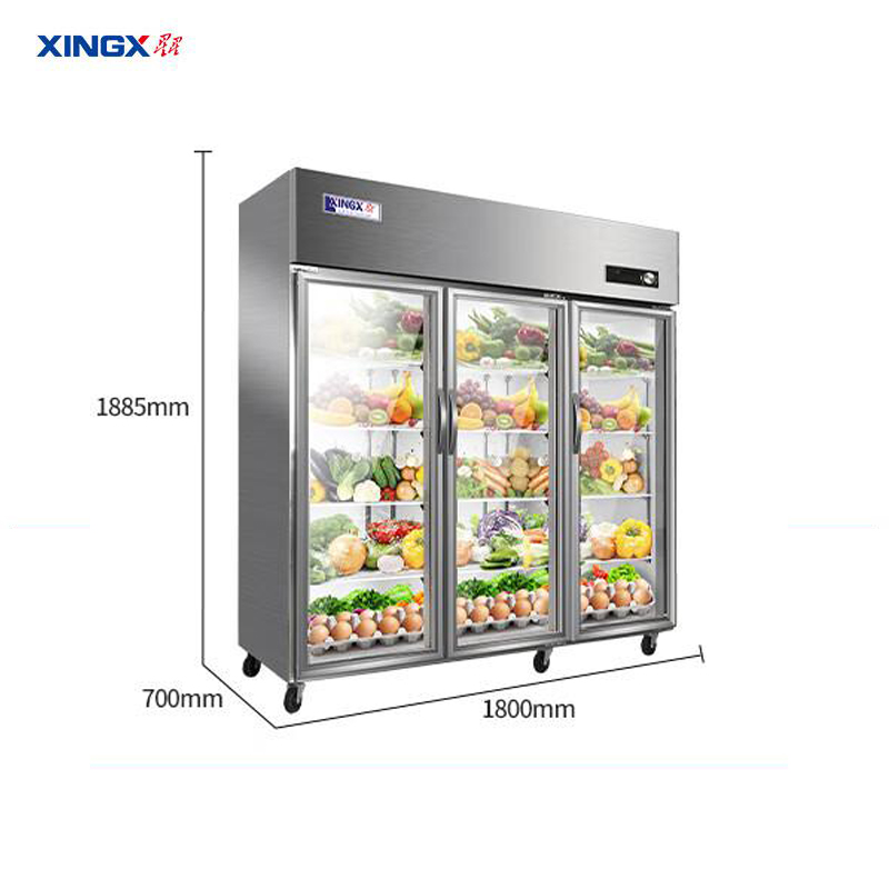 星星（XINGX）冰柜商用展示柜冷藏玻璃款三门厨房冰箱商用保鲜饮料蔬菜点菜BC-1480Y（台）