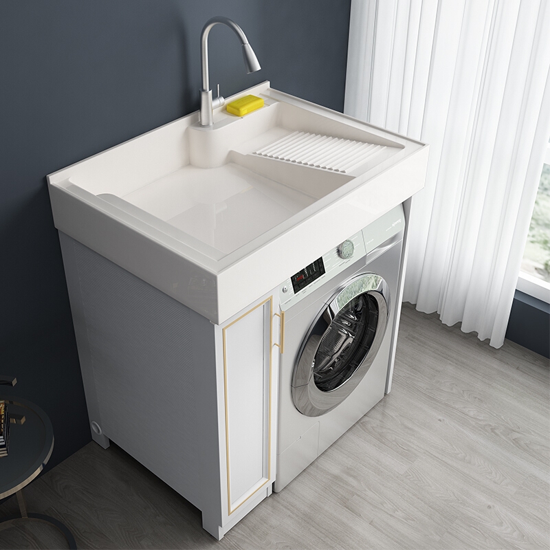 享浴未来 洗衣机柜阳台洗衣柜组合洗衣池带搓板洗衣台 白色 70cm（个）