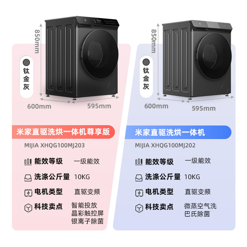 小米（MI）XHQG100MJ203直驱电机双路智能投放炫彩触控屏滚筒洗衣机（个）