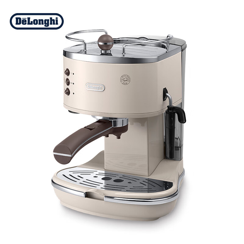 德龙（Delonghi）咖啡机 复古系列半自动咖啡机 家用意式浓缩 泵压式不锈钢锅炉 ECO310.VBG 奶油白 （台）