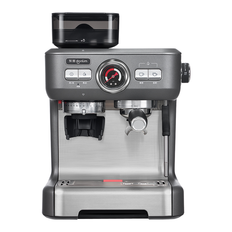 东菱（Donlim）咖啡机 咖啡机家用 意式半自动 双加热系统 研磨一体 蒸汽打奶泡 DL-5700D（钛金灰）(单位：台)