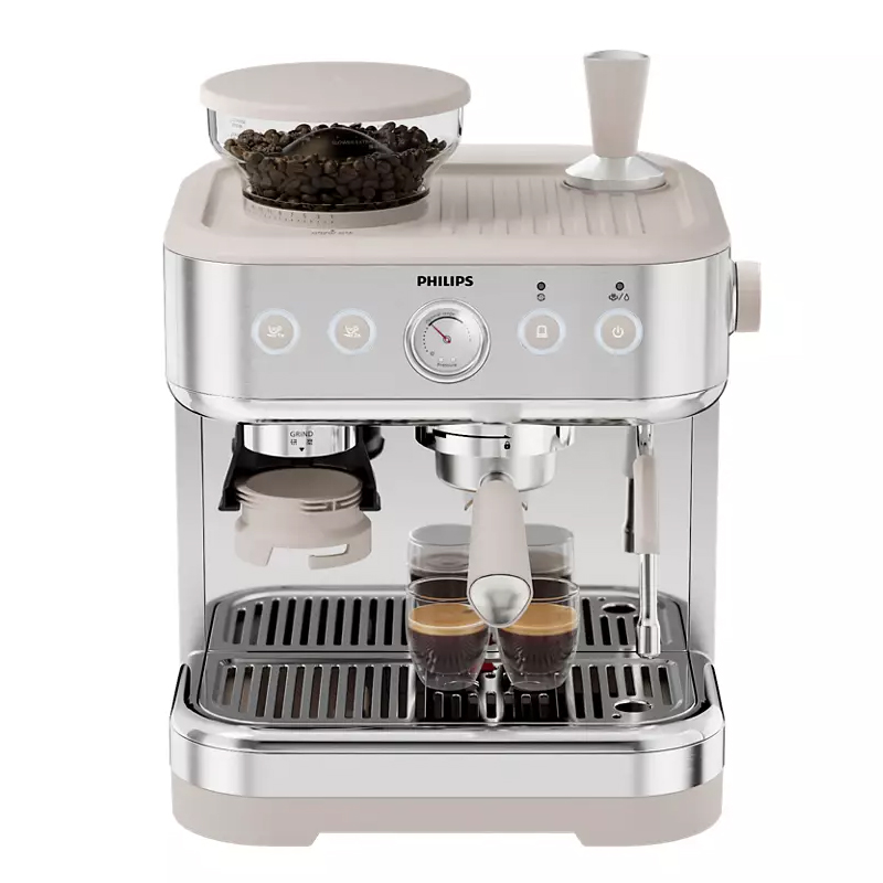 飞利浦（PHILIPS）PSA2218/50咖啡机双子星系列意式家用胶囊半自动咖啡机双手柄设计专业萃取干蒸汽奶泡研磨一体郁金香粉(单位：台)