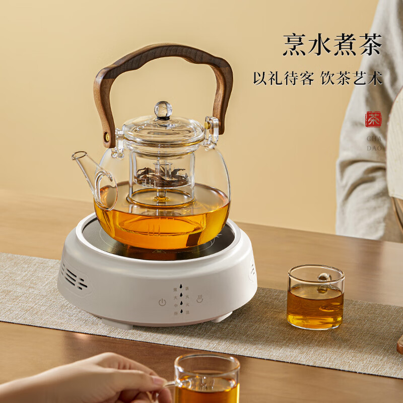 忆壶茶电陶炉加热煮茶器家用烧水壶加厚功夫 雅白电0.9L（单位：套）