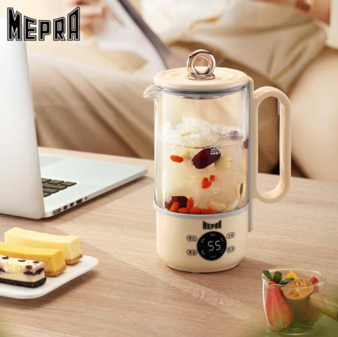 MEPRA电热水壶多功能煮茶器0.6L米黄M-YS6001养生壶（台）