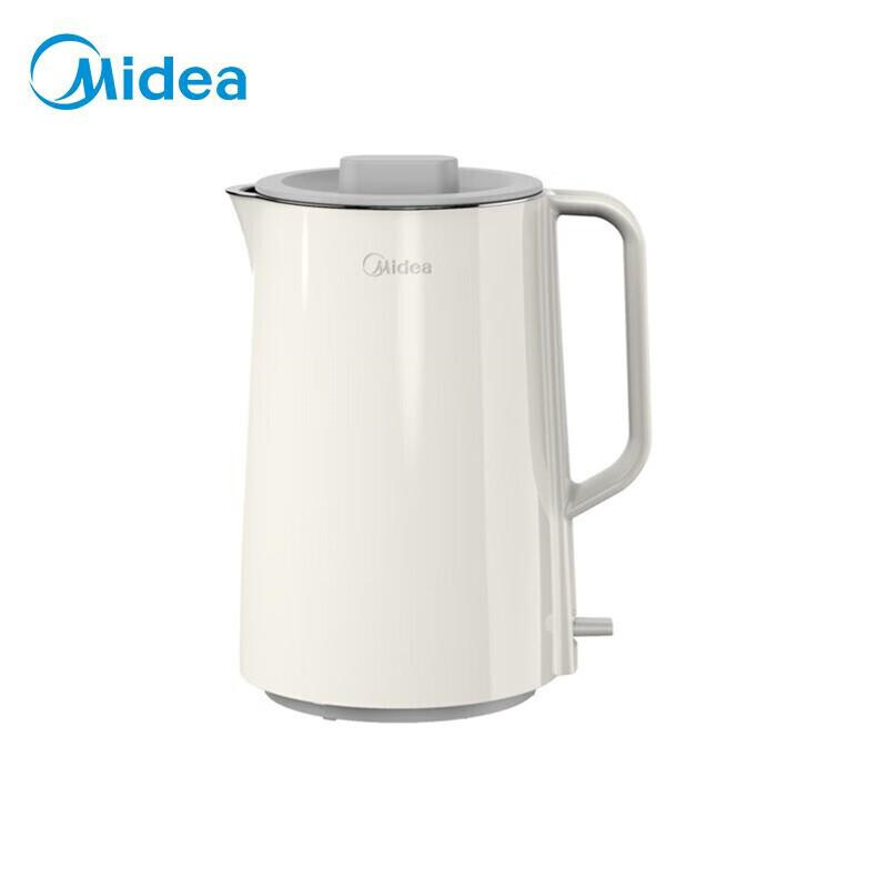 美的（Midea）电水壶1.5L大容量304食品级不锈钢SH15NSWG01白色（台）