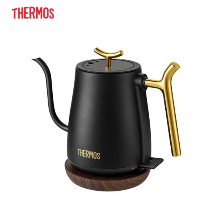 膳魔师（THERMOS）电热水壶304不锈钢咖啡手冲壶防空烧自动断电烧水壶EHA-1363A 黑色 0.6L（单位：只）