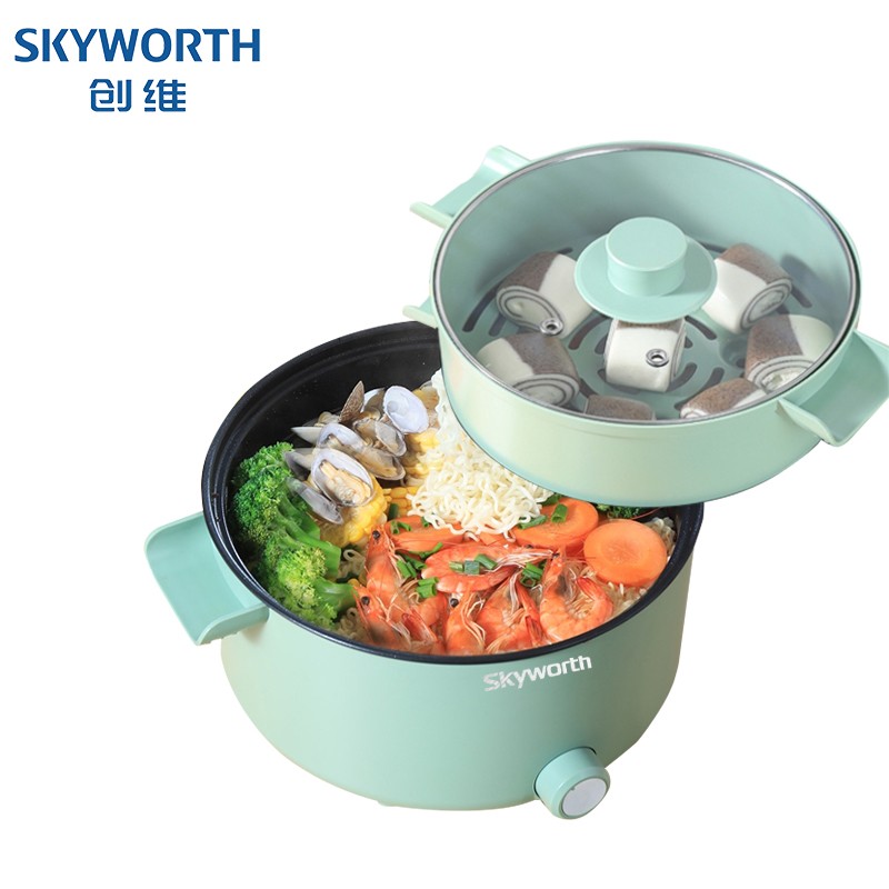 创维（skyworth）多功能电煮锅安全3L不粘涂层带蒸笼F113G（单位：个）