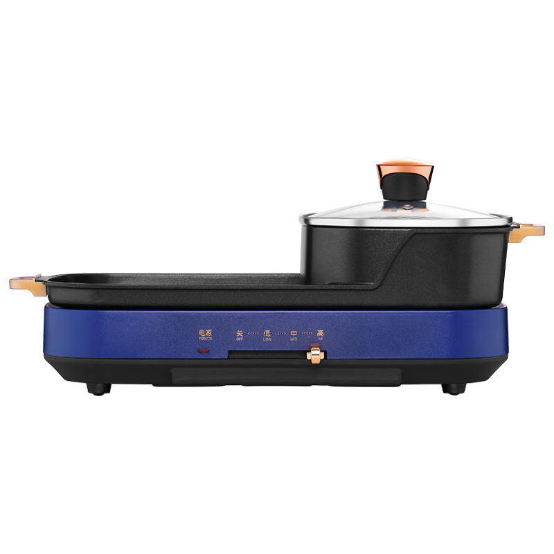 欧锐铂ORB-461乐烹-烤涮一体锅 多功能锅  可拆卸 拨杆温控 火锅容量1.5L 蓝色（单位：个）