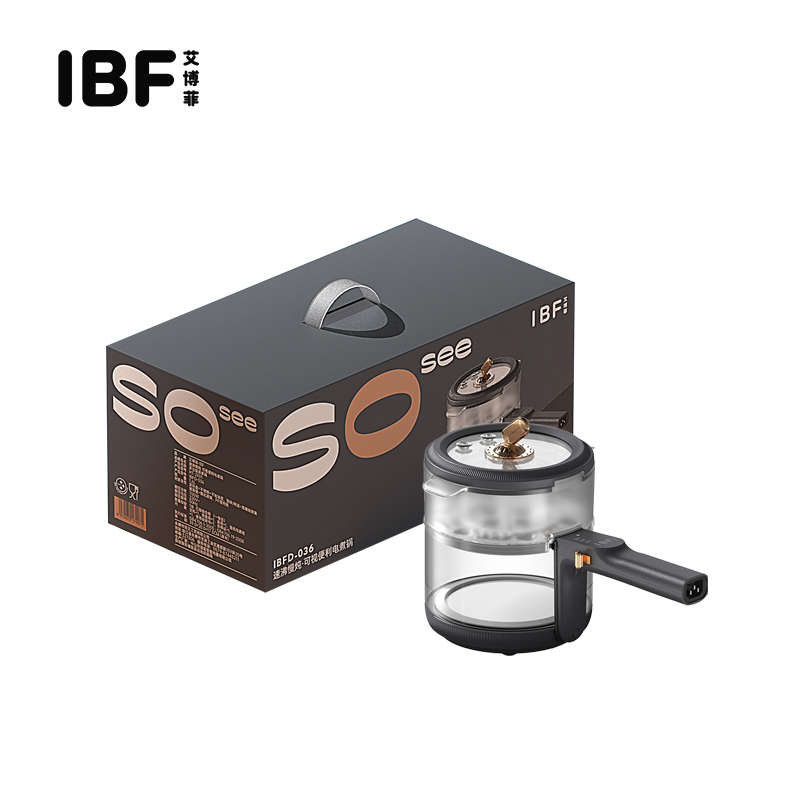 IBF艾博菲 IBFD-036 速沸慢炖可视便利电煮锅 灰色 (单位：台)