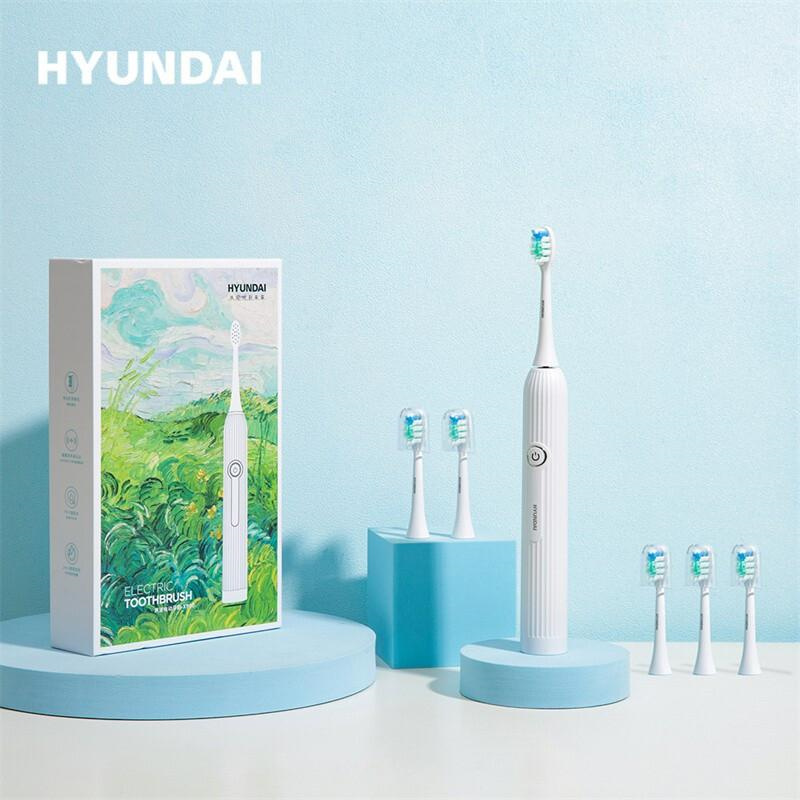 HYUNDAI韩国现代声波震动电动牙刷软毛防水充电式X900皓齿白（个）