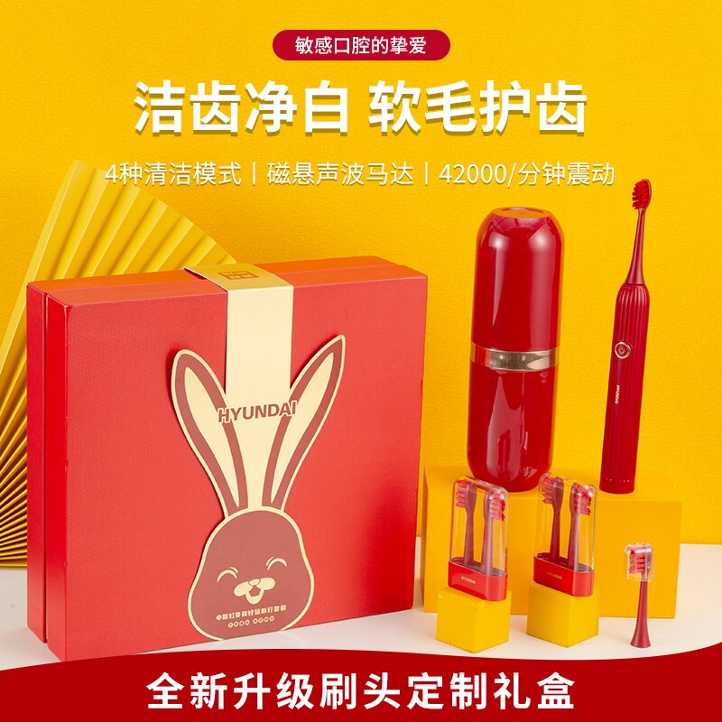HYUNDAI现代吉祥鸿运声波电动牙刷套装X10中国红（套）
